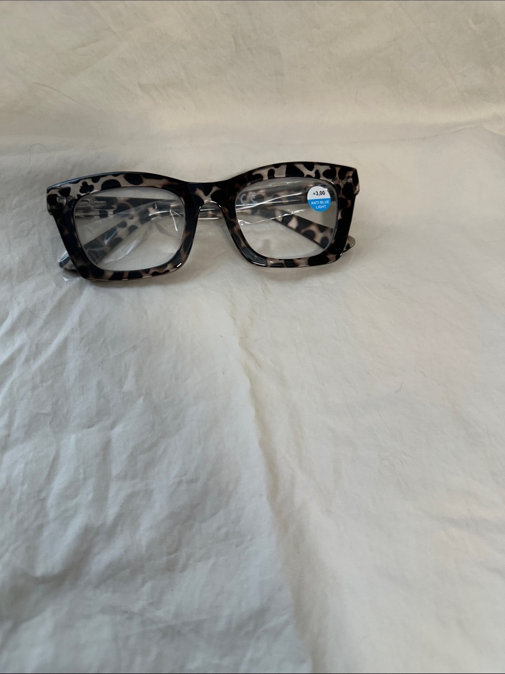 Tortoiseshell Square Reading Glasses - Gray/Black -+3.00 and bluelight blocker